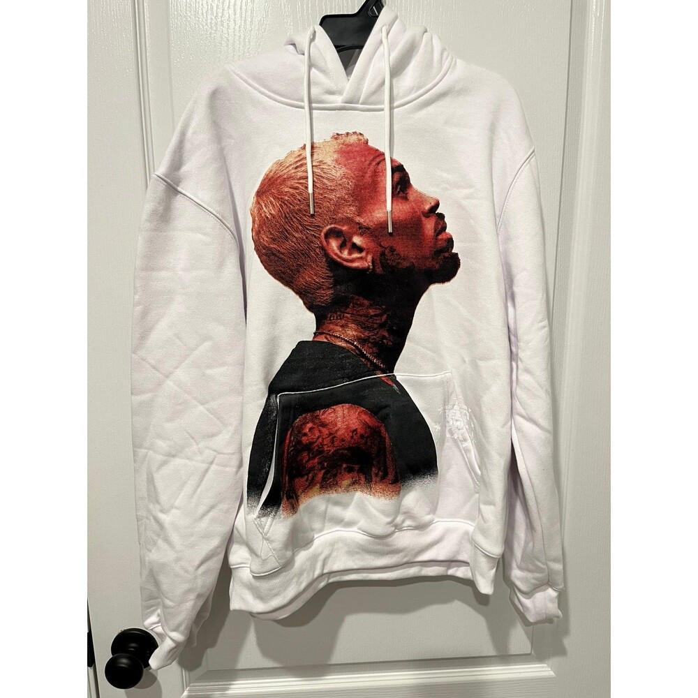 Chris Brown Graphic Hoodie Small Headgear Classics White Pullover NWOT